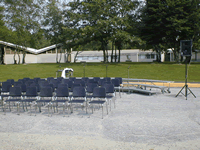 high school graduation  sound system with speakers and stands